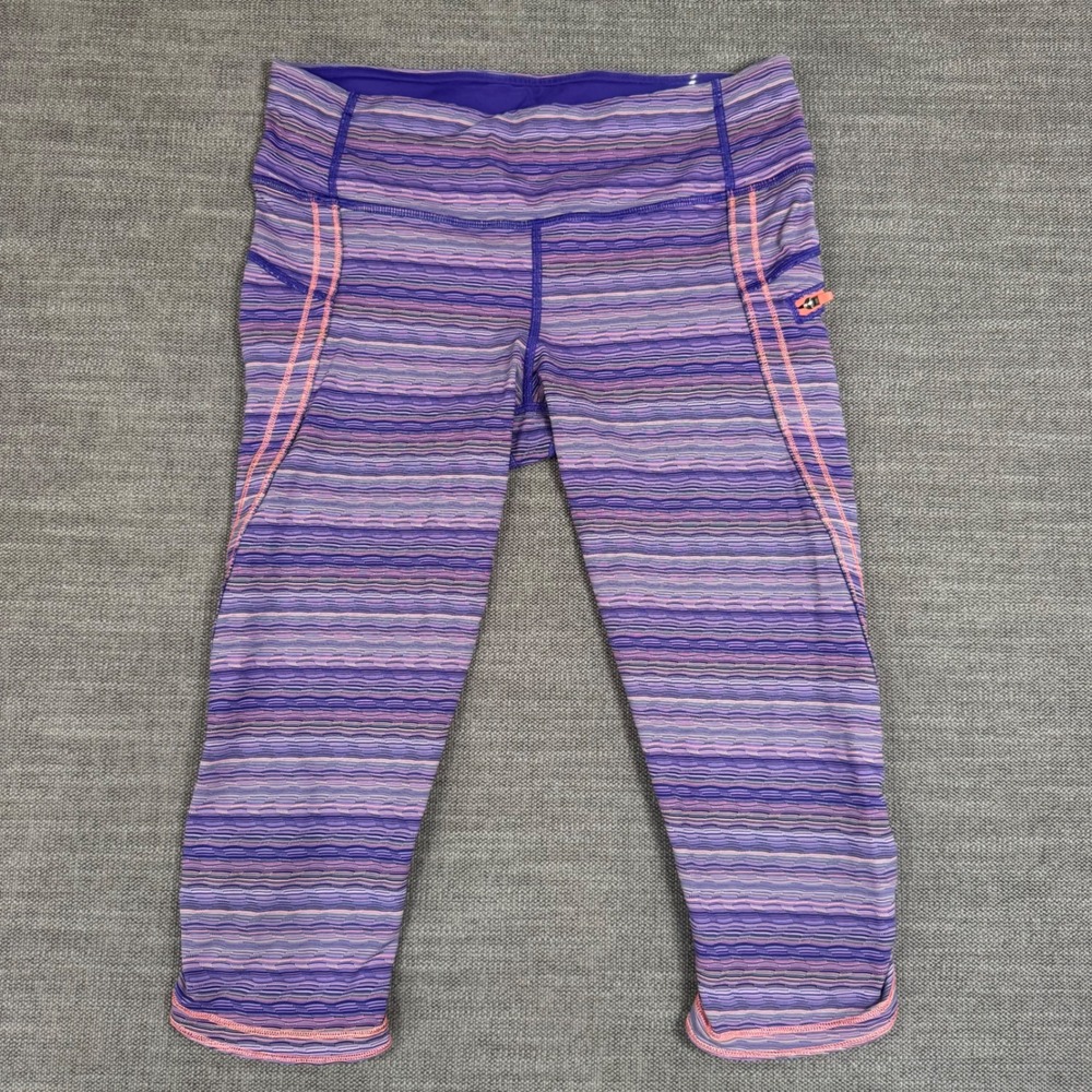 Lululemon Run Top Speed Crop Leggings Women's 8 Space Dye Purple Pink Athletic